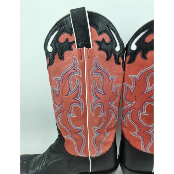 NEW Nocona Women's Size 6.5 B NL5501 Pink Black Square Toe Leather Cowboy Boots - Picture 16 of 16